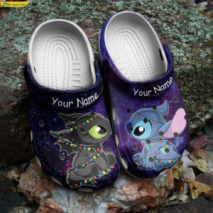 Personalized Black And Blue Stitch Crocs Clog Shoes