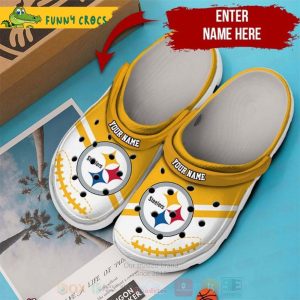 Pittsburgh Steelers Nfl Custom Name White-Yellow Crocs Clog Shoes