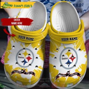 Pittsburgh Steelers Yellow Nfl Custom Name Crocs Clog Shoes