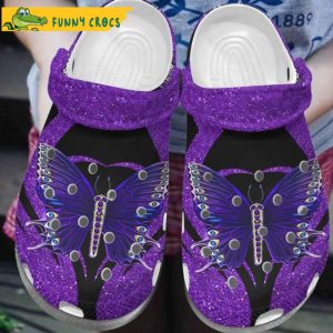 Purple Bling Butterfly Crocs