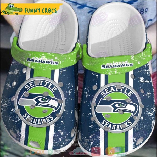 Seattle Seahawks Navy-Green Nfl Crocs Clog Shoes