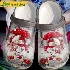 Snowman Couple Snow Red Poinsettia Merry Christmas Happy New Year For Couple Crocs Clog Shoes