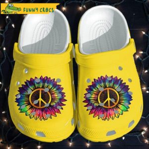 Sunflower Rainbow Hippie Peace Hippie Peace Sunflower Croc Hippie Lovers New Year Crocs Clog Shoes