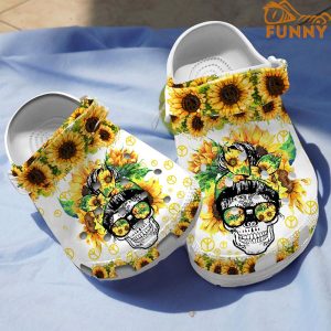 Sunflower Skull Hippie Crocs 1