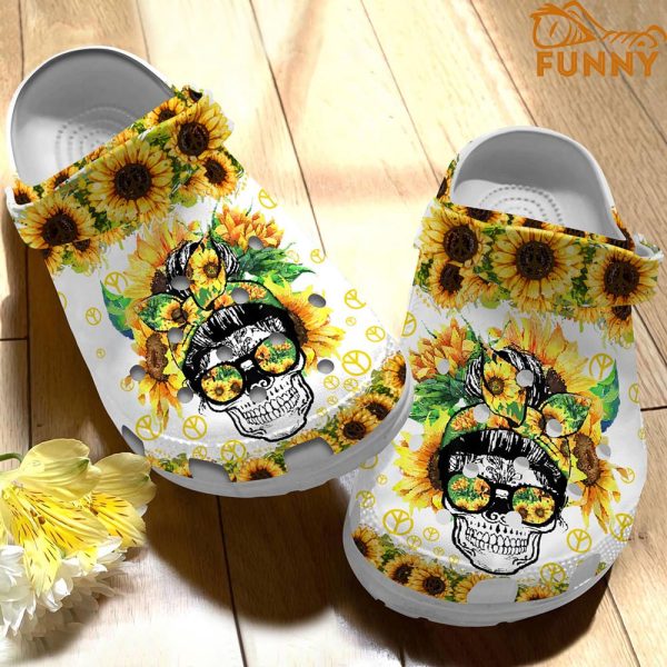 Sunflower Skull Hippie Crocs