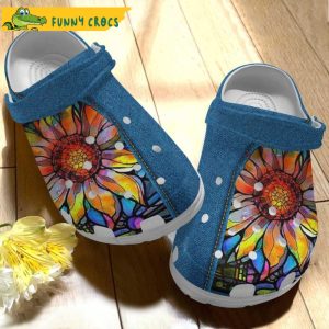 Sunflower Stained Glass Pattern Crocs Clog Shoes