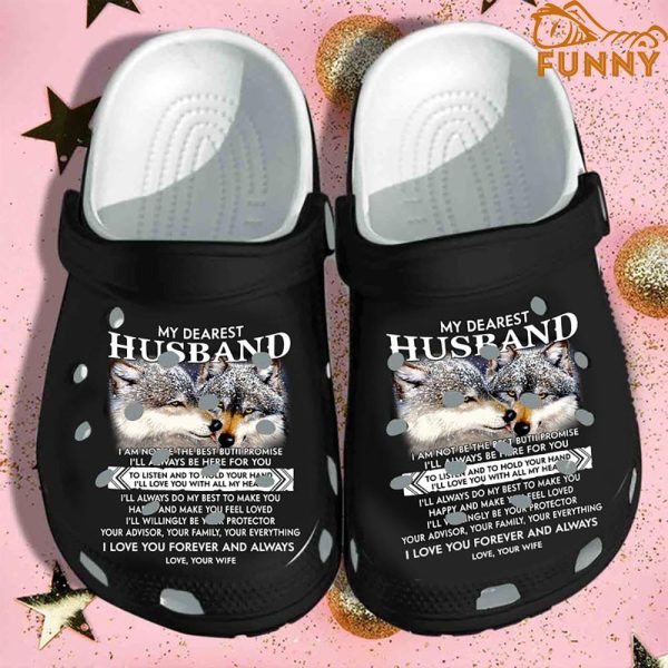 To My Husband Valentine Wolf Crocs