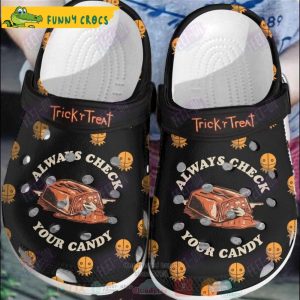 Trick ‘r Treat Always Check Your Candy Black Crocs Clog Shoes