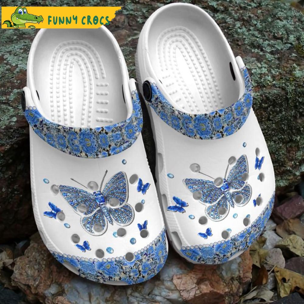 White Butterfly Crocs