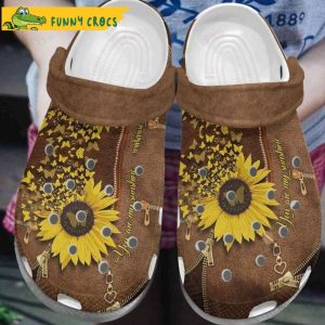 You Are Sunshine Butterflies Sunflower Leather Zipper Croc Birthday Crocs Clog Shoes