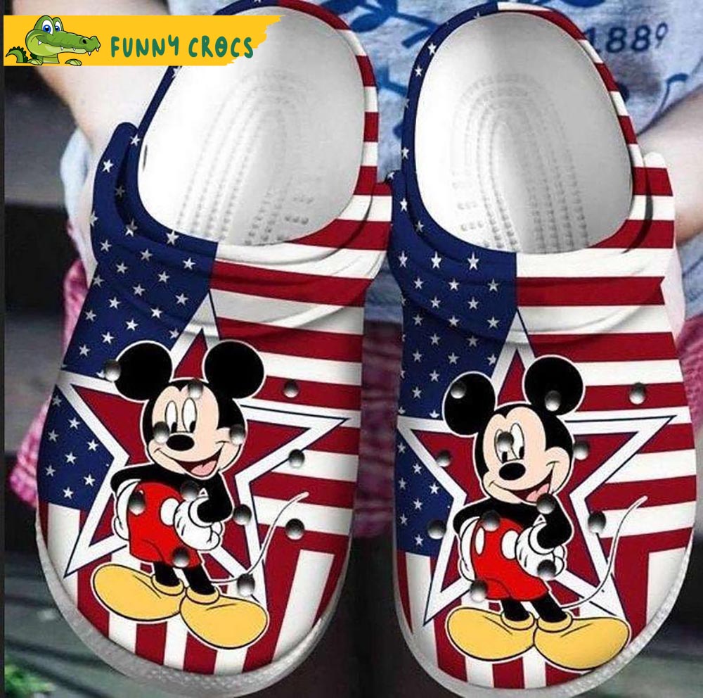 America Flag Mickey Mouse Crocs Clog Shoes