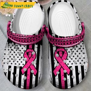 American Flag Breast Cancer Crocs Clog Shoes 3