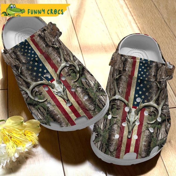 American Flag Deer Hunting Crocs Slippers