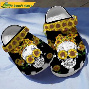 Beautiful Sunflower Skull Crocs Slippers 1