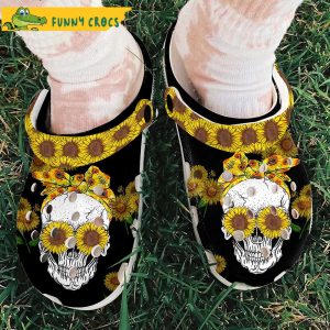Beautiful Sunflower Skull Crocs Slippers 2