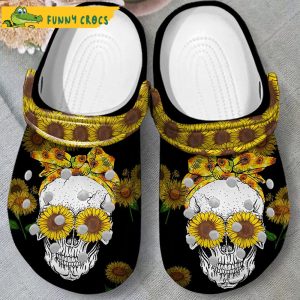 Beautiful Sunflower Skull Crocs Slippers 3