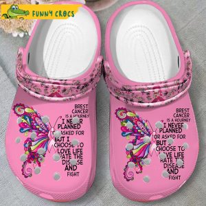 Butterfly We Wear Pink Breast Cancer Crocs Slippers