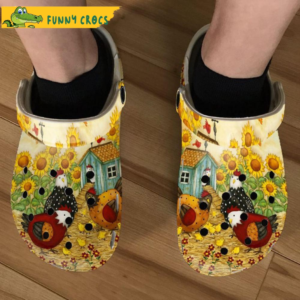 Chicken Farm In Sunflower Crocs Clog Shoes