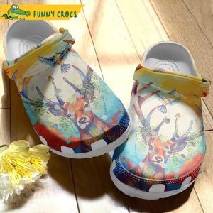 Colorful Deer In Autumn Vibe Hunting Crocs