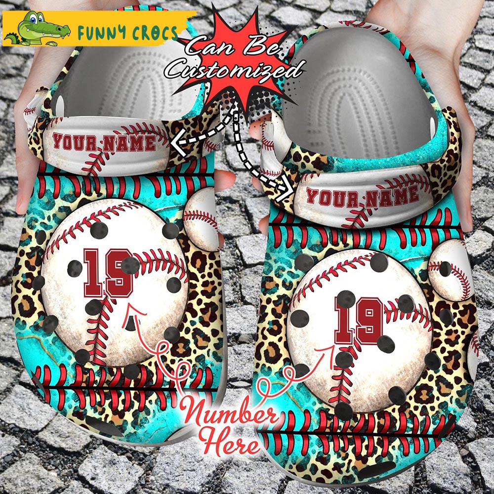 Custom And Number Leopard Baseball Crocs Clog Shoes