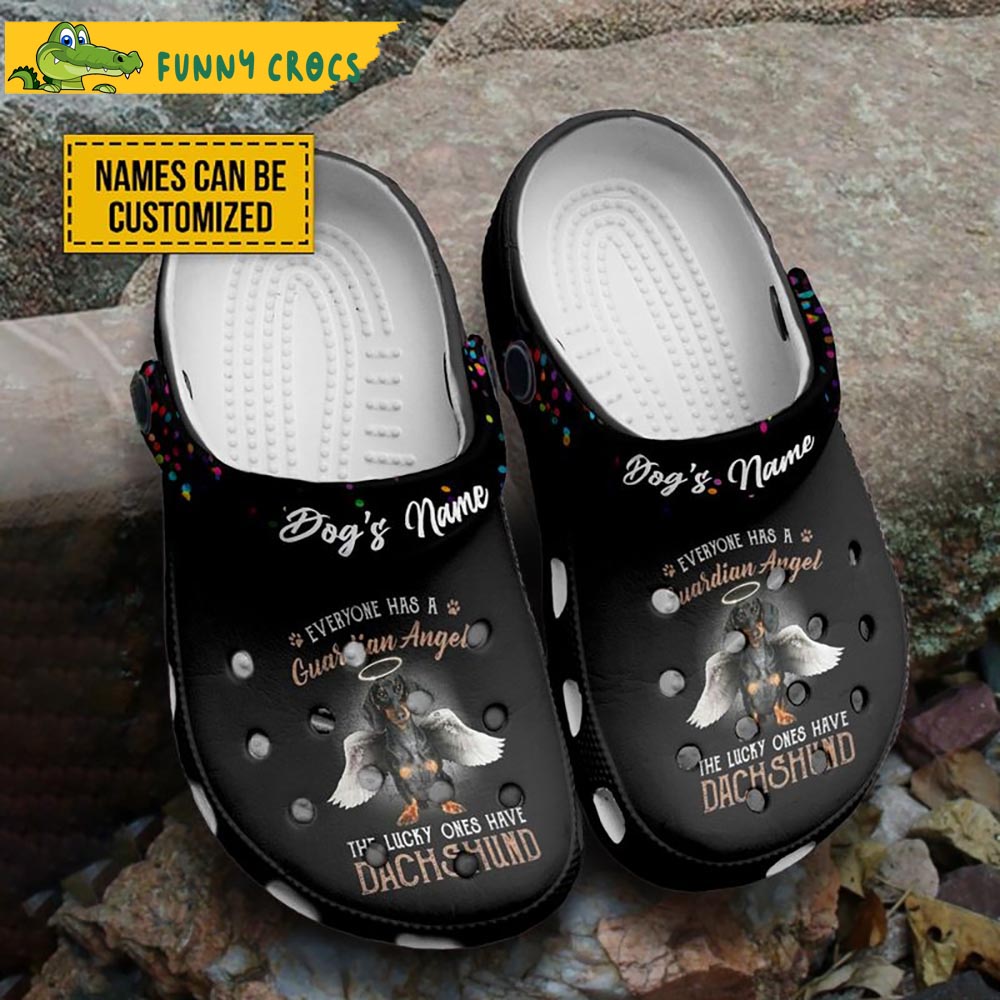 Custom Black Dachshund Crocs Slippers