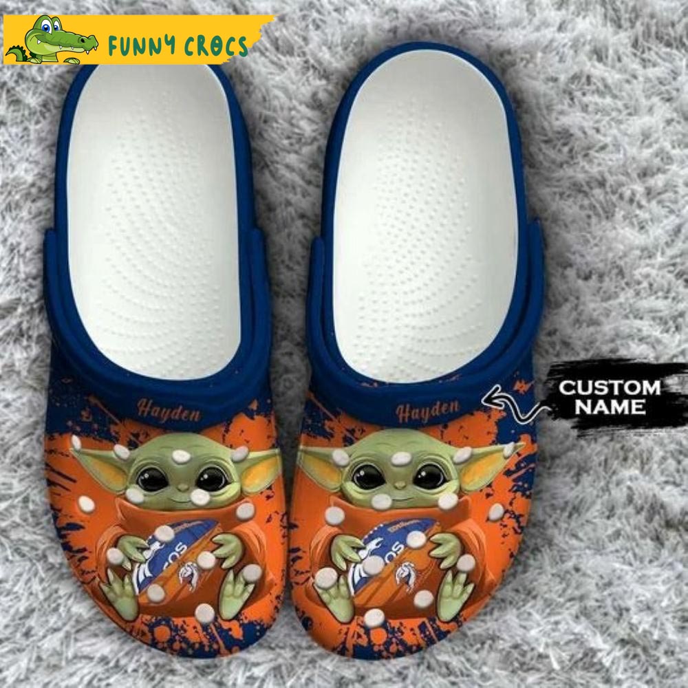 Custom Denver Broncos Baby Yoda Crocs