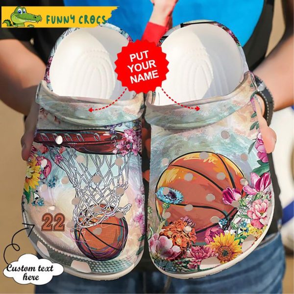 Custom Flower Basketball Crocs Slippers