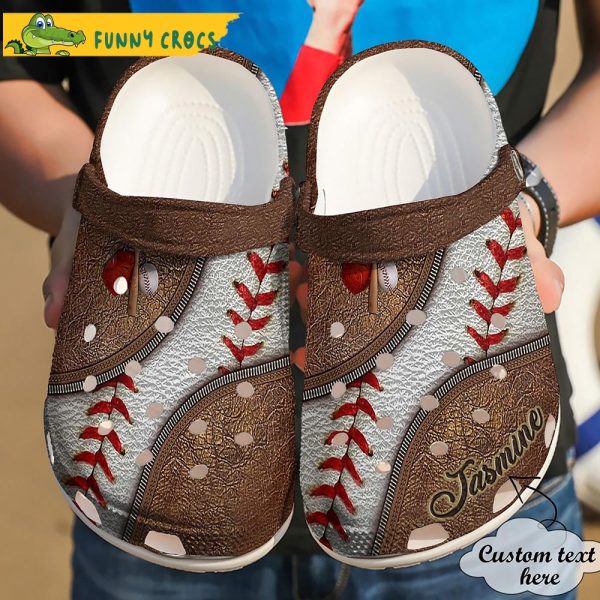 Custom Leather Baseball Funny Crocs Crocband