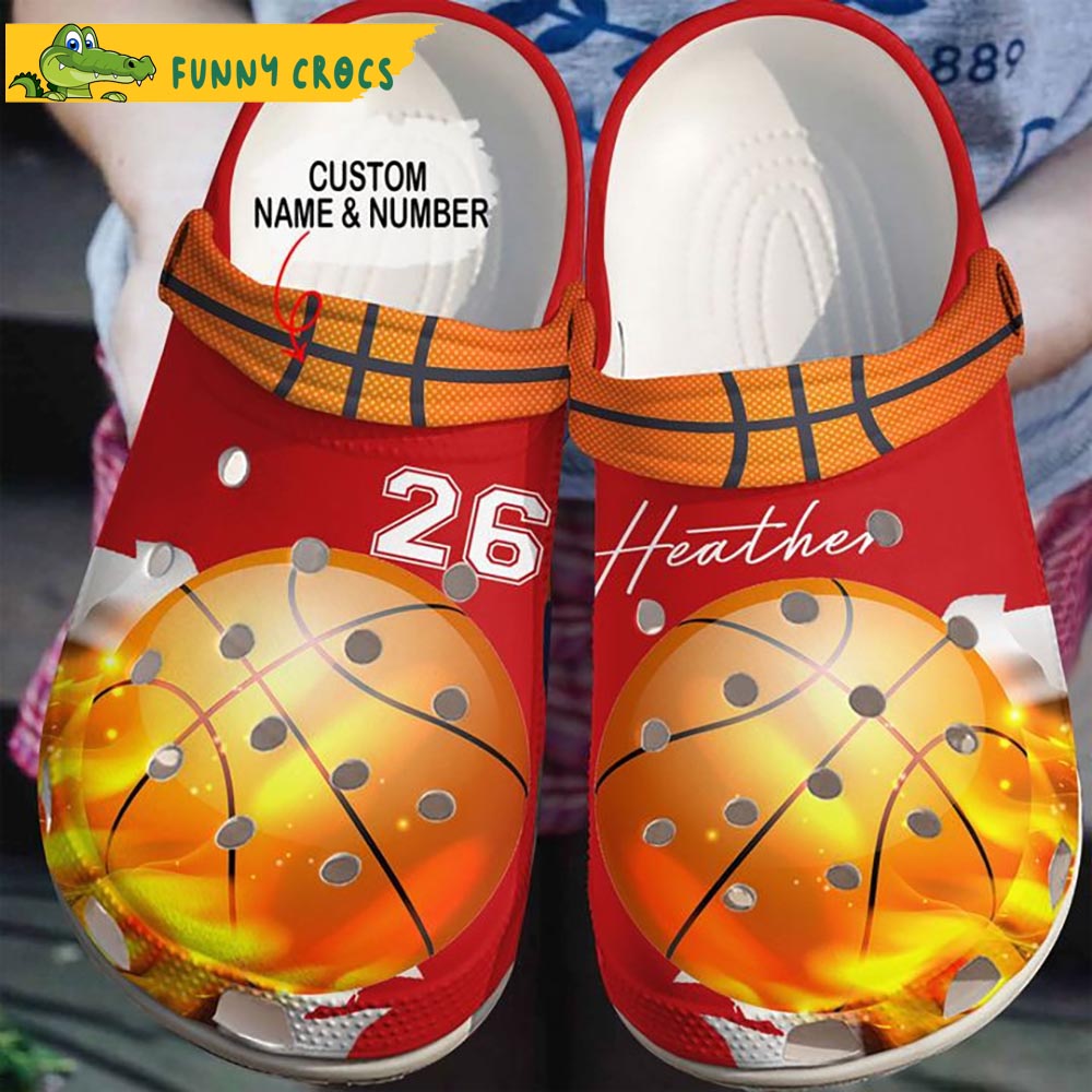 Custom & Number Fire Basketball Crocs Slippers