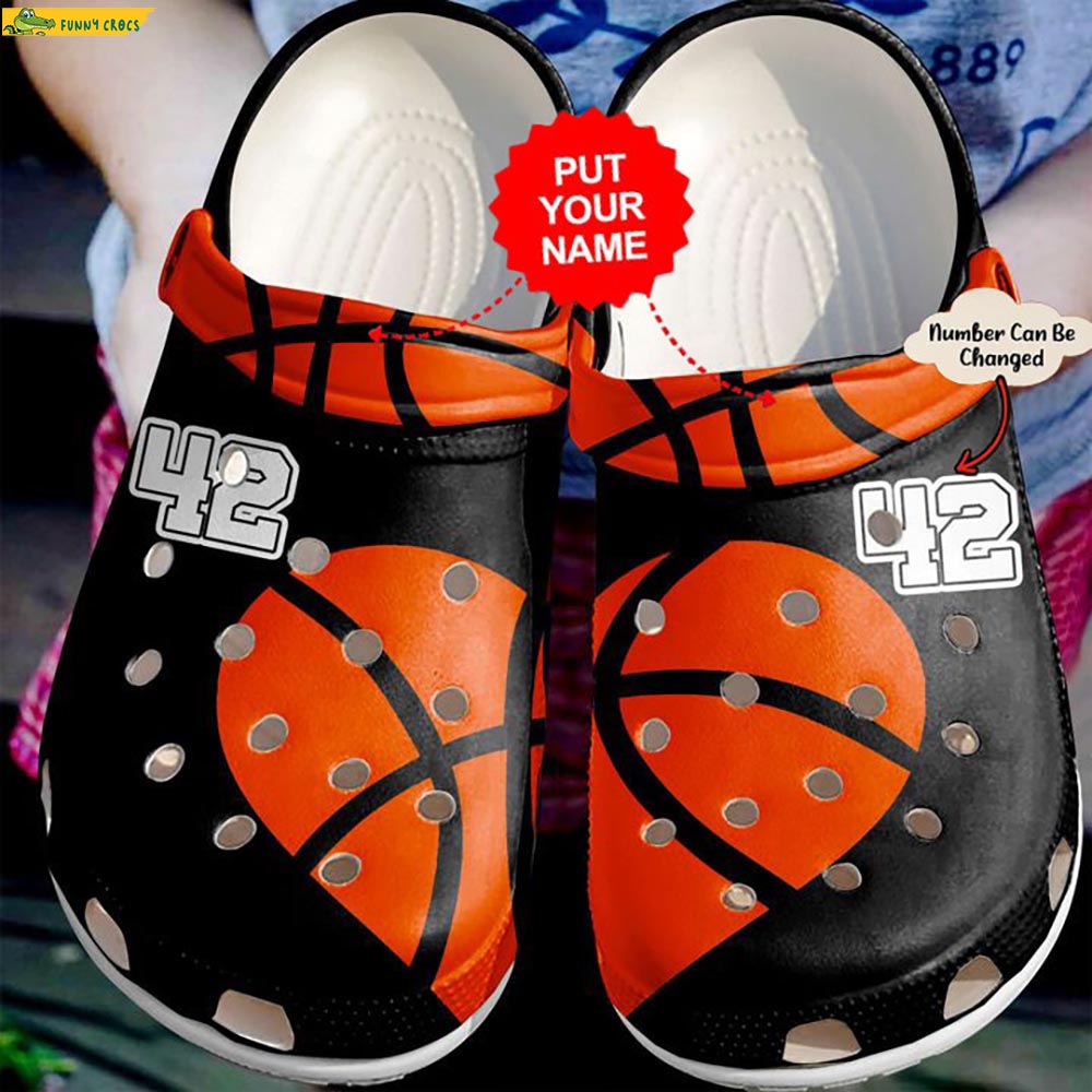 Custom & Number Heart Basketball Crocs Clog Shoes