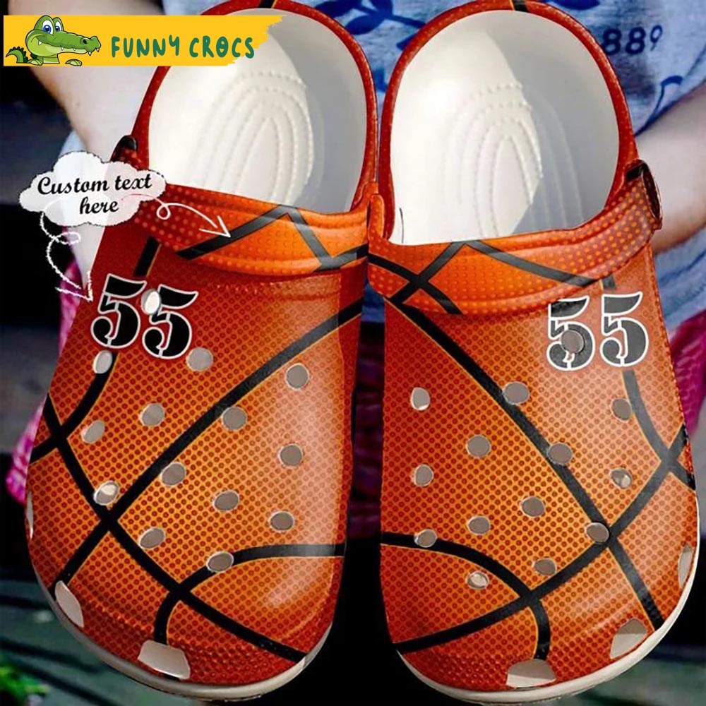 Custom & Number Leather Texture  Basketball Crocs Clog Shoes