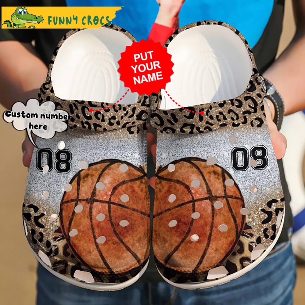 Custom & Number Leopard Dimond Basketball Crocs