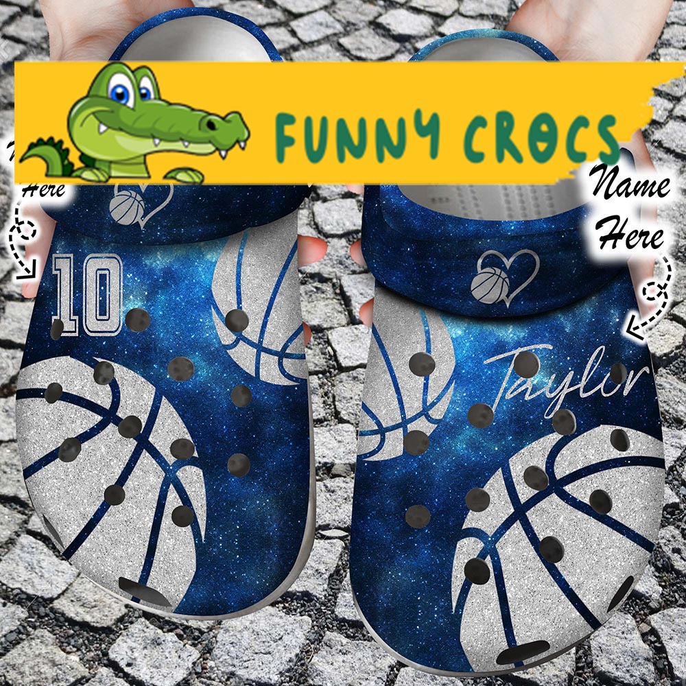 Custom & Number Love And Basketball Blue Crocs