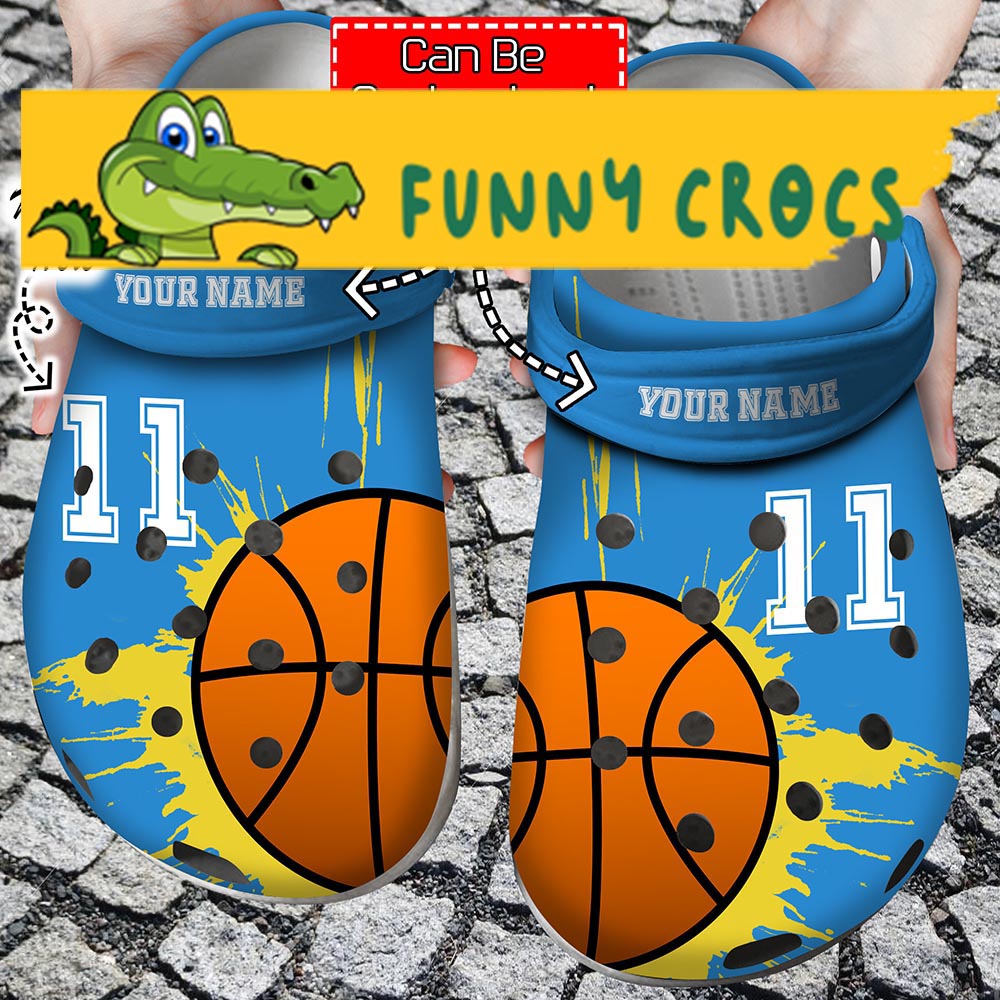 Custom & Number Lover Blue Basketball Crocs Slippers