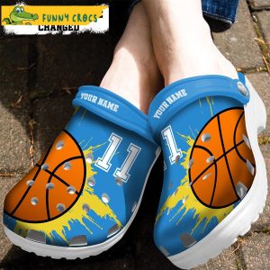 Custom Number Lover Blue Basketball Crocs Slippers 2 1