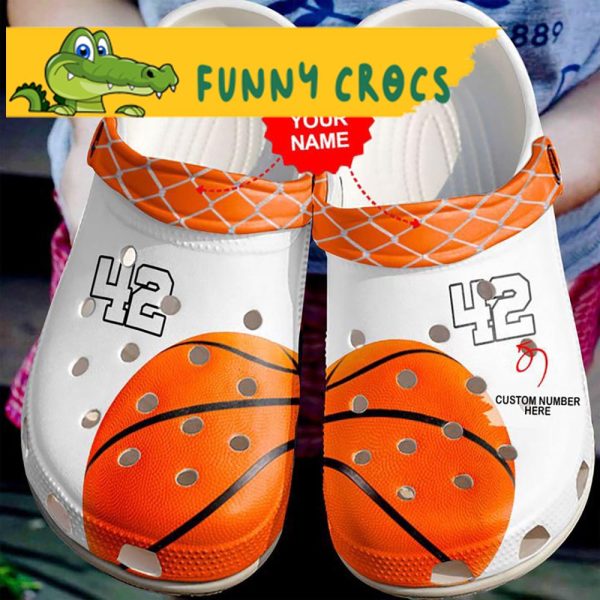 Custom & Number Lover White Basketball Crocs Clog Shoes