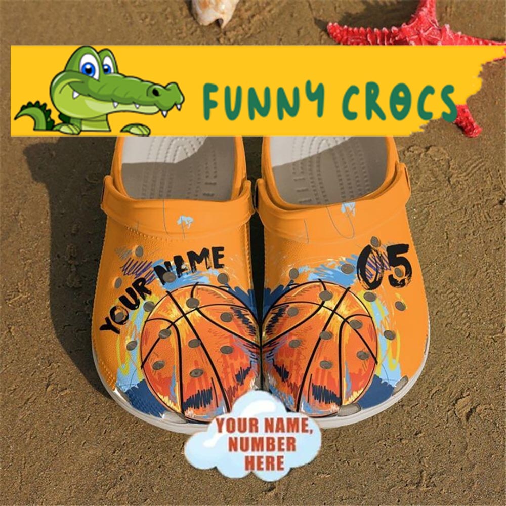 Custom & Number Orange Basketball Crocs