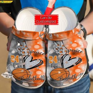 Custom & Number Peace Love Basketball Crocs