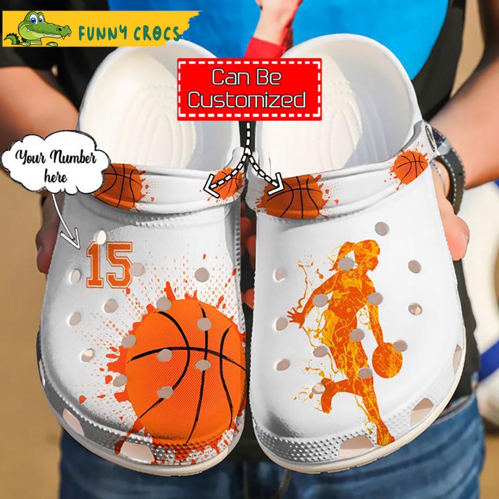 Custom & Number Player Basketball Orange Crocs