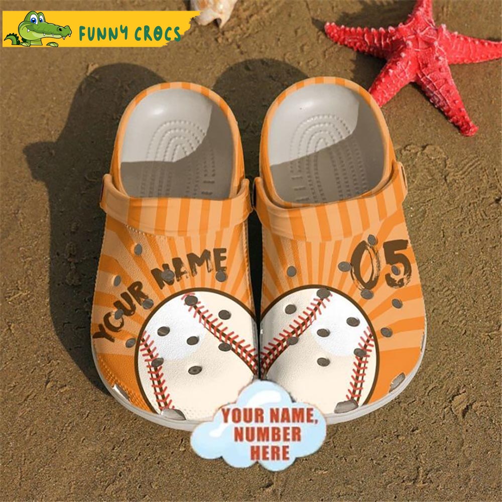 Custom Orange Baseball Crocs Clog Shoes