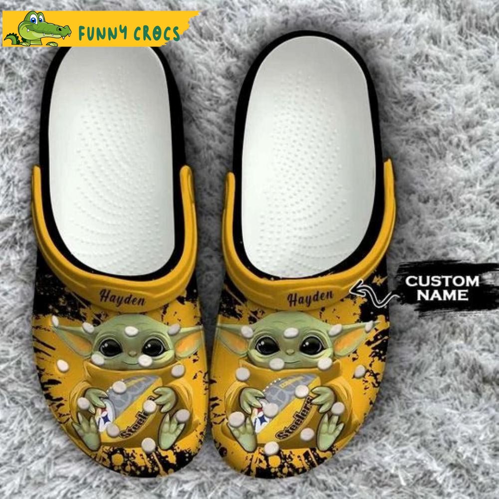 Custom Pittsburgh Steelers Baby Yoda Crocs
