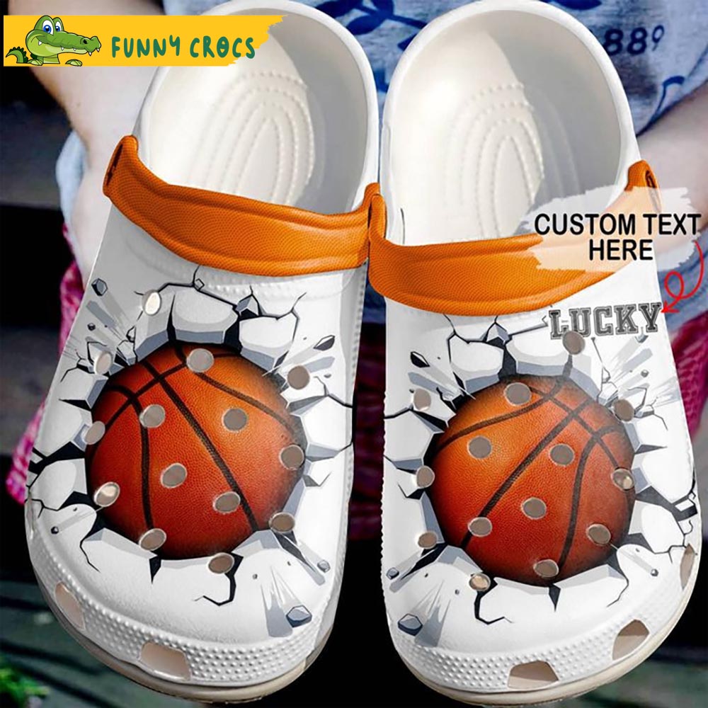 Custom Broken Wall Basketball White Crocs