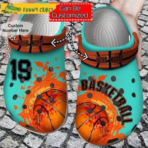 Customized & Number Basketball Blue Crocs