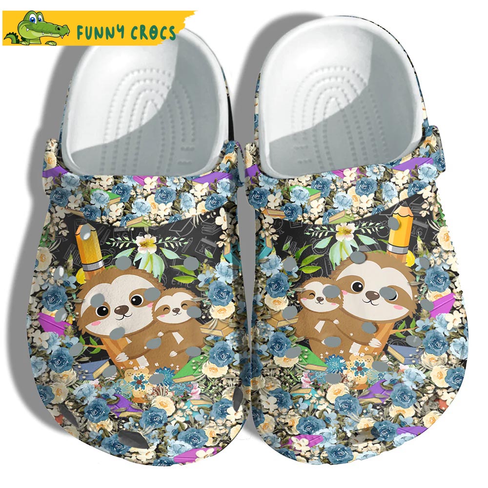Cute Mom And Baby Sloth Back To School Crocs Clog Shoes