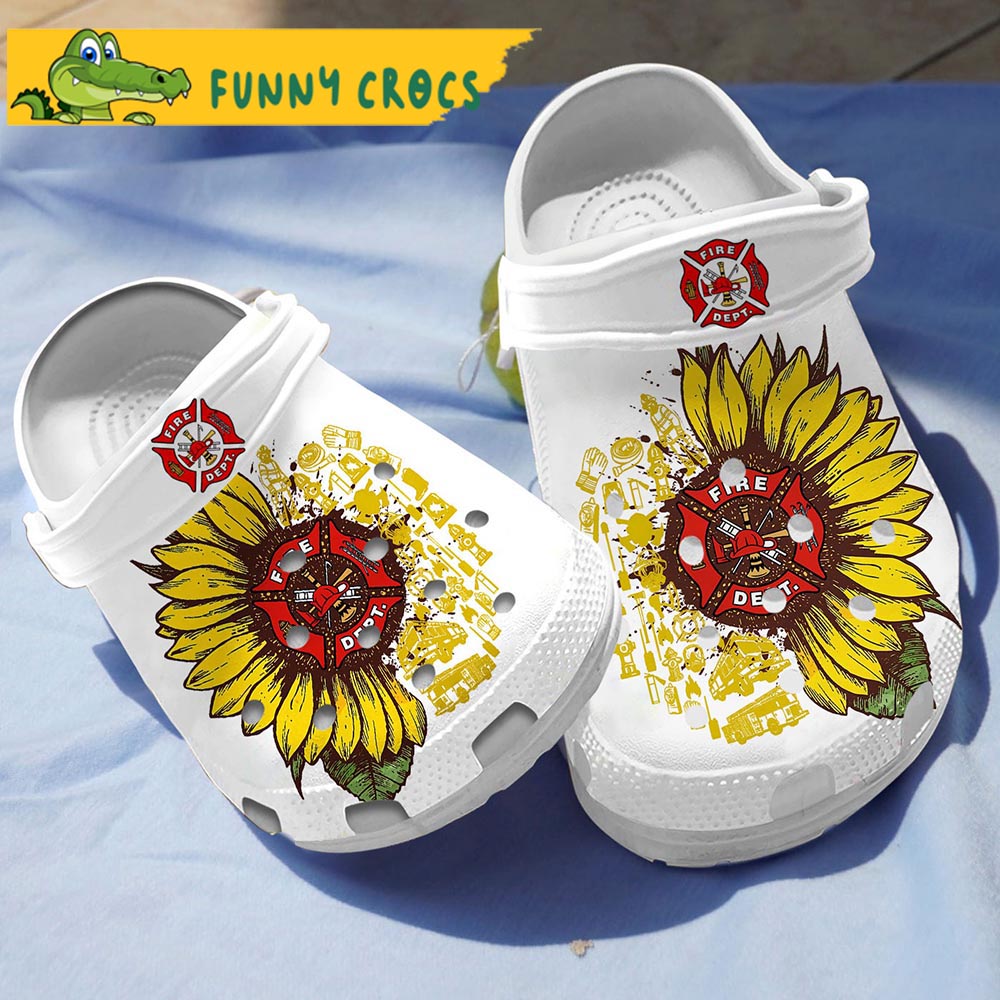 Firefighter Sunflower Gifts Crocs Slippers
