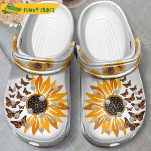 Funny Butterfly Sunflower Garden Crocs 3