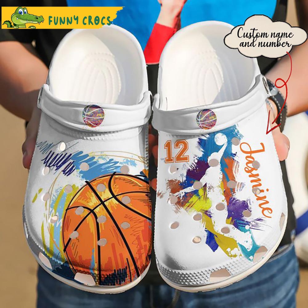 Funny Custom & Number Player Colorful Basketball Gifts Crocs