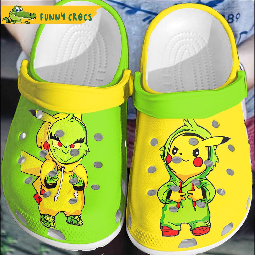 Funny Grinch And Pikachu Cartoon Crocs