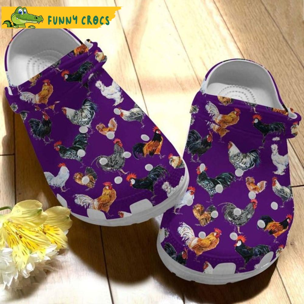 Funny Purple Chicken Crocs Clog Shoes - Step into style with Funny Crocs