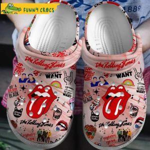 Funny The Rolling Stones Pink Crocs